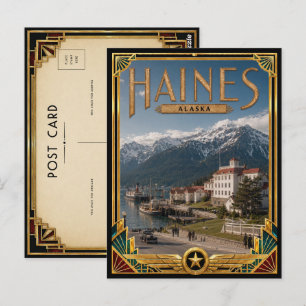 Carte Postale Haines Alaska Art Déco vintage de l'âge d'or