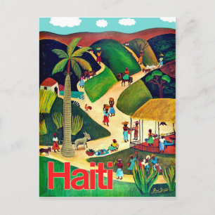 Carte Postale Haïti, autochtones dans le village tropique, vinta