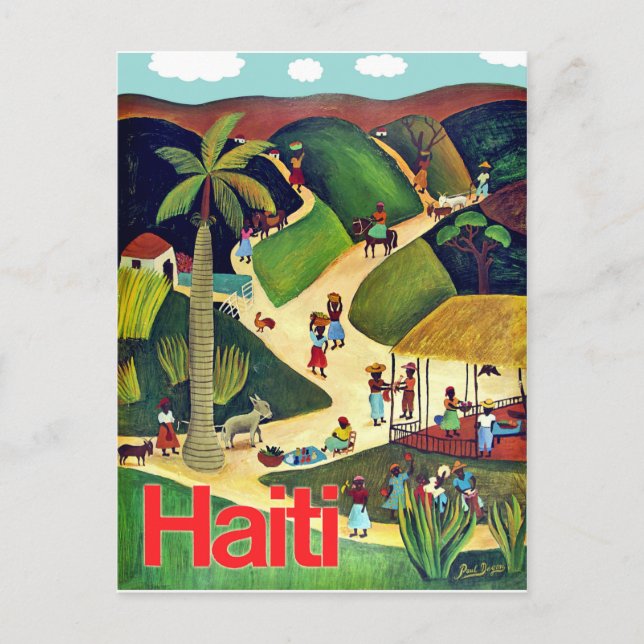Carte Postale Haïti, autochtones dans le village tropique, vinta (Devant)