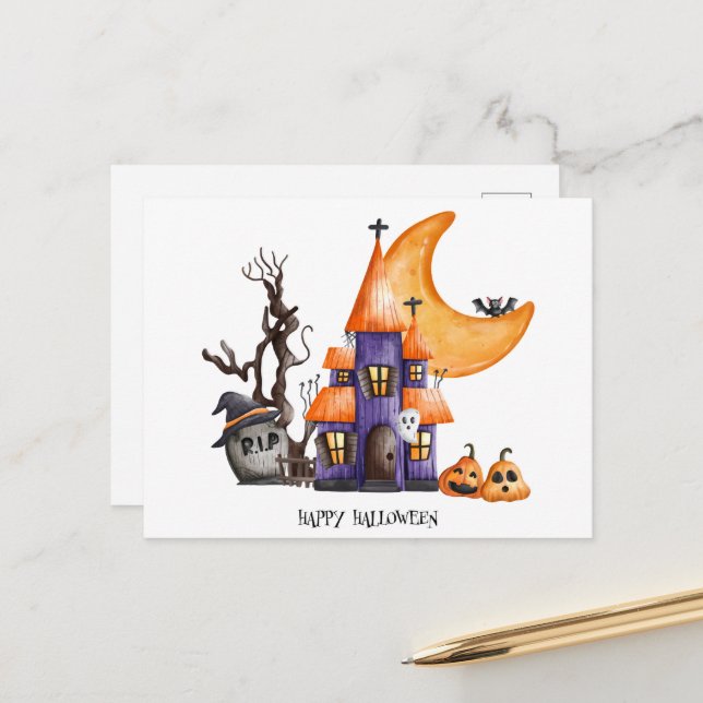 Carte postale Halloween (Devant/Arrière en situation)