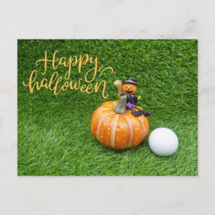 Carte Postale  Halloween au golf avec balle de golf