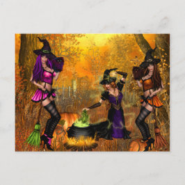 Carte postale Halloween avec sorcières