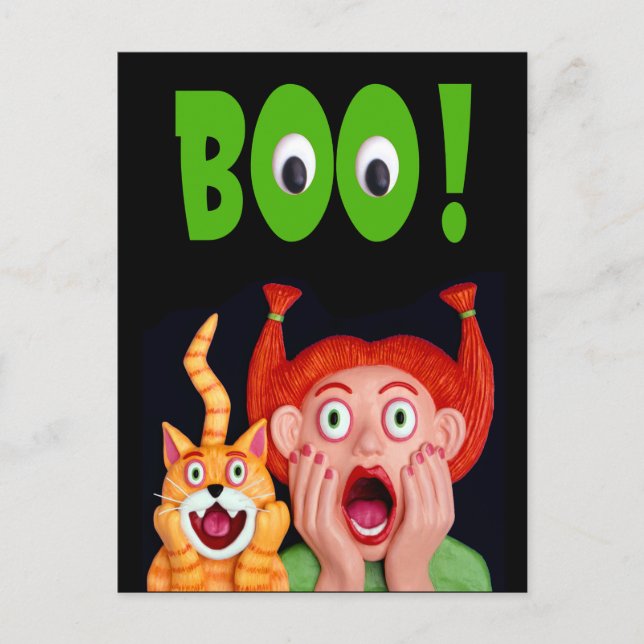 Carte Postale Halloween Boo effrayant (Devant)