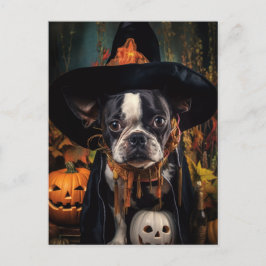 Carte postale Halloween Boston Terrier