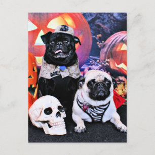 Carte Postale Halloween - Carlin - Ruffy et Lola