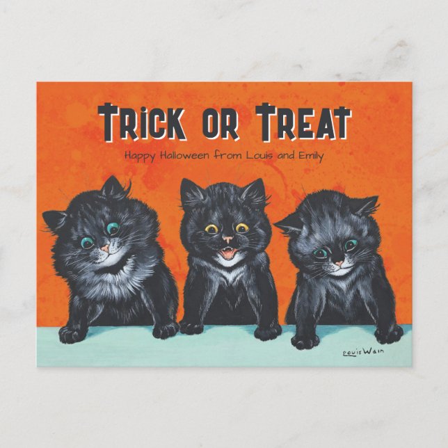Carte Postale Halloween Chats noirs excités Louis Wain CC1286 (Devant)