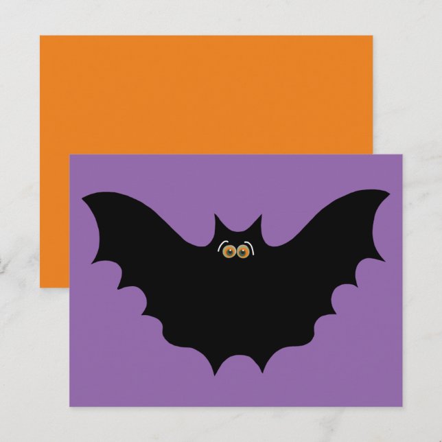 Carte Postale Halloween Chauve-Souris Noire (Devant / Derrière)