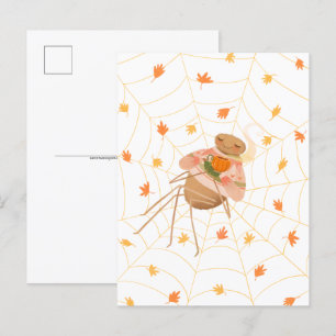 Carte Postale Halloween Citrouille épice Cosy Spider