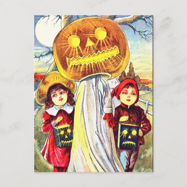 Carte Postale Halloween Citrouille Ghost (Devant)