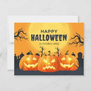 Carte Postale Halloween Citrouille orange