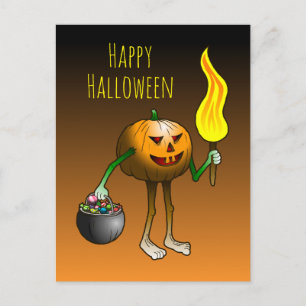Carte Postale Halloween Citrouille Trick ou le traitement