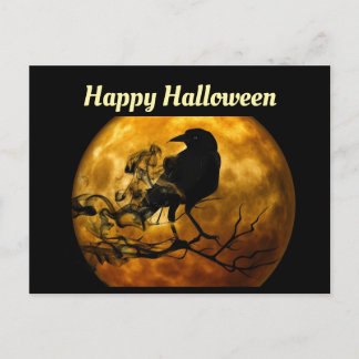 Carte postale Halloween Corbeau Et Lune