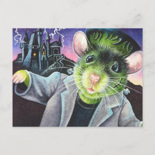 Carte Postale Halloween Costume Monster Souris Aquarelle Art