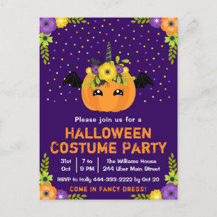 Carte Postale Halloween Costume Robe fantaisie fête Purple Postc