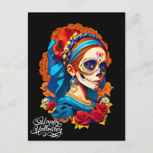 Carte Postale Halloween crâne de sucre, Dia de los Muertos