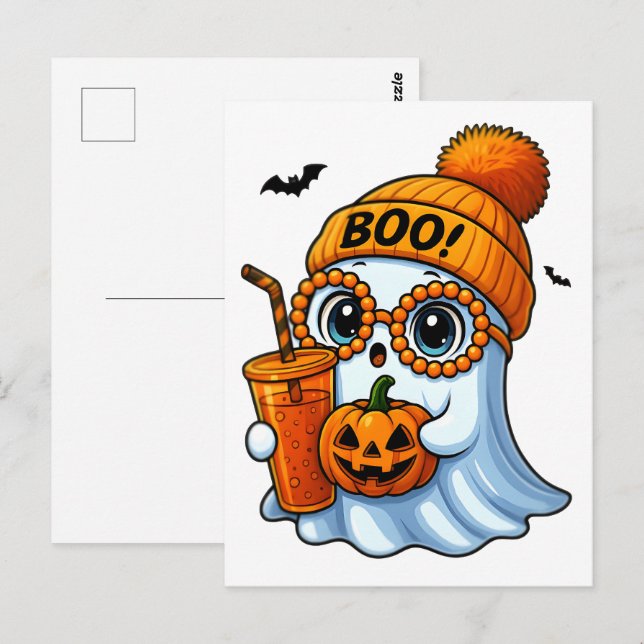 Carte Postale Halloween Cute Boujee Ghost | Éffrayant Chic Aesth (Devant / Derrière)