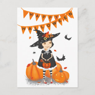 Carte postale Halloween Cute Little Witch