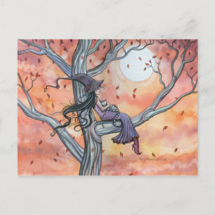 Carte postale Halloween de chat sorcière par Molly