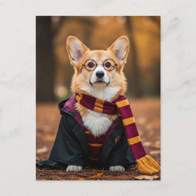 Carte postale Halloween de Corgi mignon pour Postc (Devant)