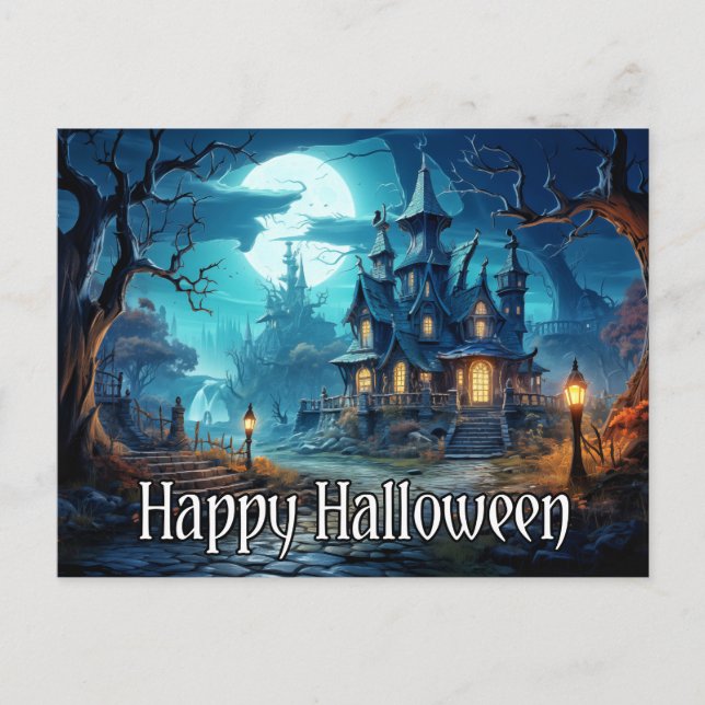 Carte Postale Halloween de la maison triste (Devant)