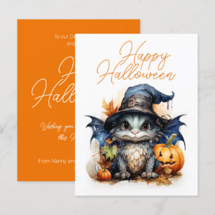 Carte Postale Halloween de l'aquarelle des enfants de budget