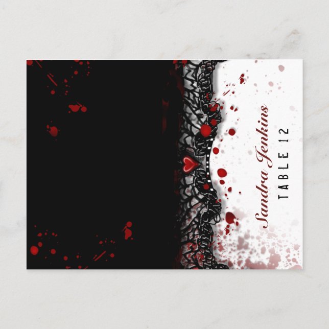 Carte Postale Halloween DOSSIER PlaceCard Splattered Names (Dos)