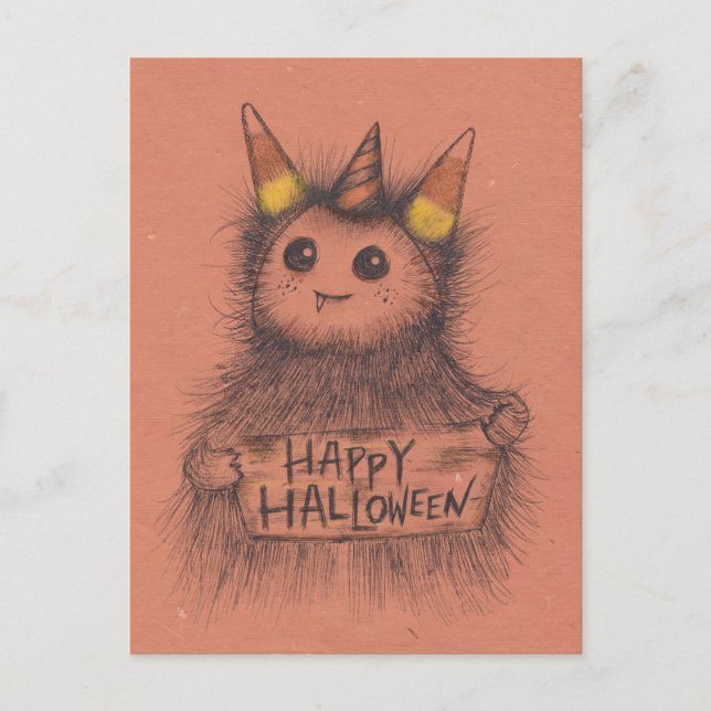 Carte Postale Halloween du monstre de maïs de bonbons (Devant)