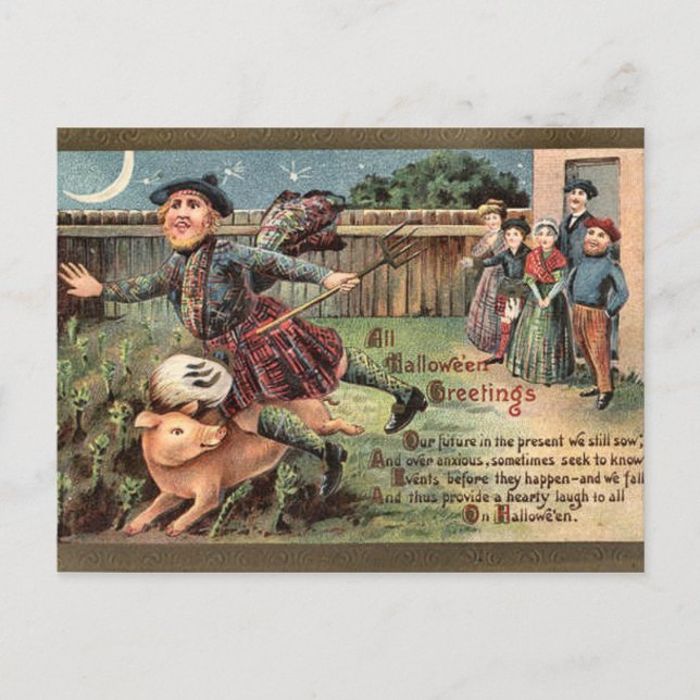 Carte Postale Halloween écossais Vintage KRW (Devant)