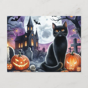 Carte postale Halloween Éffrayant Black Cat