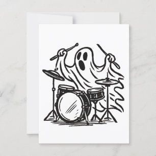 Carte Postale Halloween Éffrayant bot fantôme Jouer des tambours