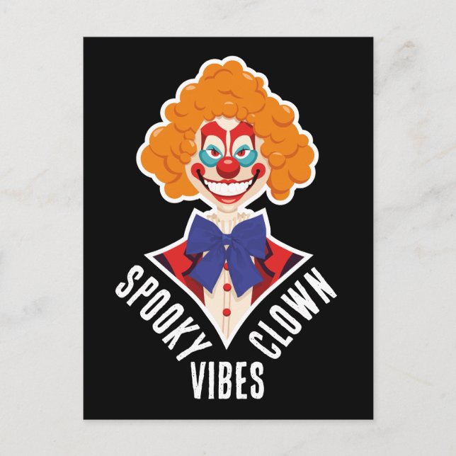 Carte Postale Halloween Éffrayant Clown Vibes Cirque Déplaisant  (Devant)