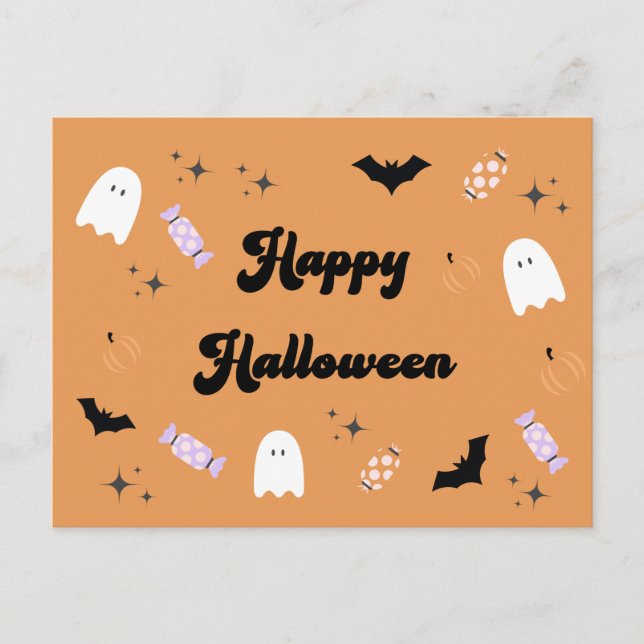 Carte Postale Halloween éffrayant Cute Happy (Devant)