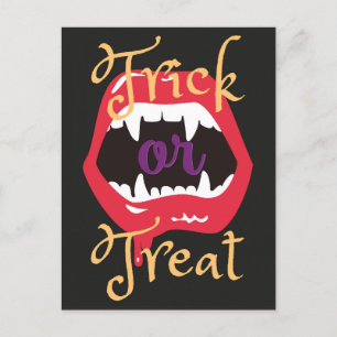 Carte Postale Halloween Éffrayant Vampire Trick ou traitement