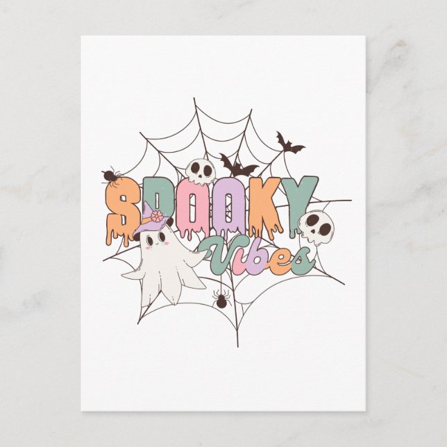Carte Postale Halloween éffrayant Vibes (Devant)
