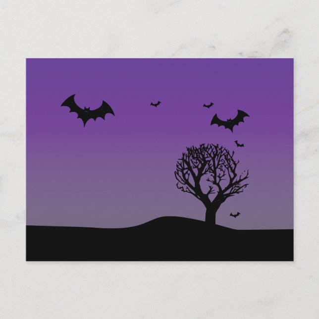 Carte Postale Halloween éffrayant violet (Devant)
