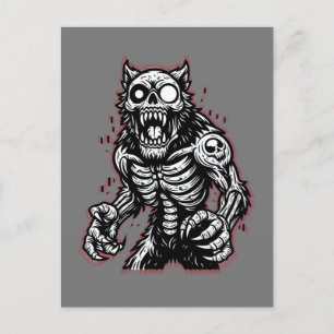 Carte Postale Halloween effrayant Zombie Werewolf