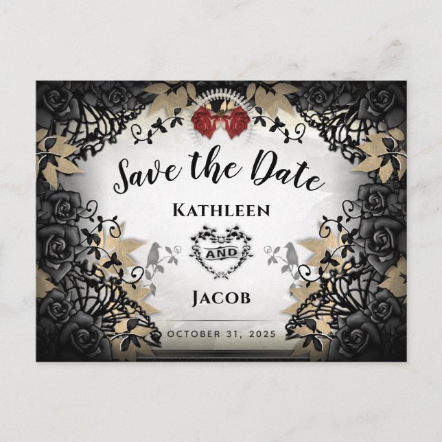Carte Postale Halloween Elegante Enregistrer la date PostCard (Devant)