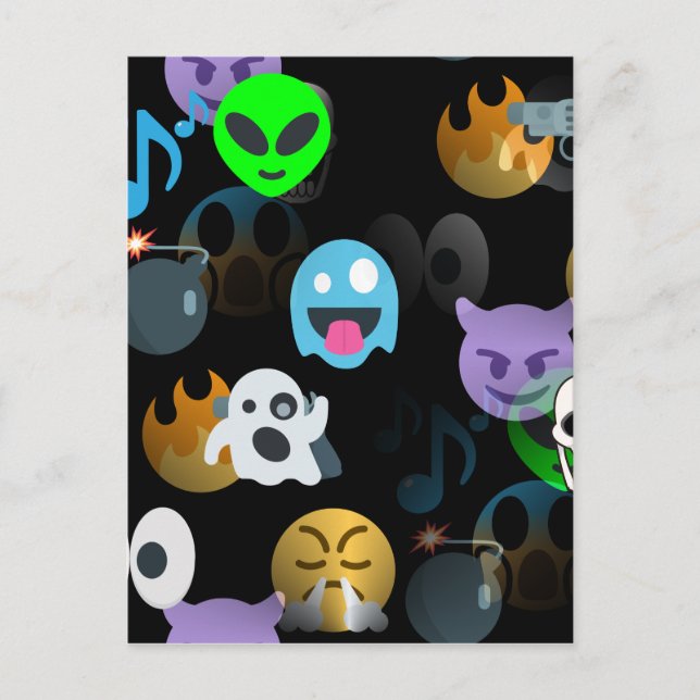 Carte Postale halloween emojis (Devant)