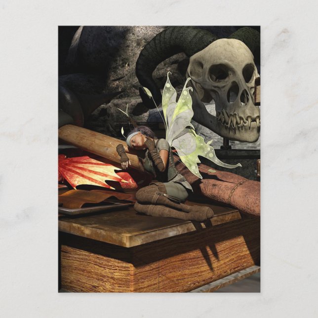 Carte Postale Halloween Fée et crâne (Devant)