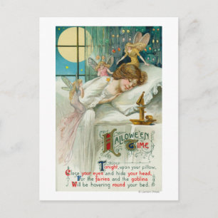 Carte Postale Halloween fées autour de la femme qui dort
