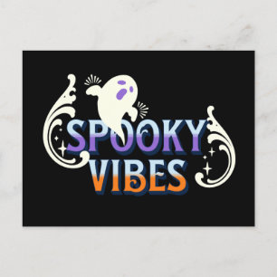 Carte Postale Halloween Ghost Vibes Éffrayant Typographie Lettra