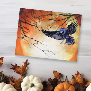 Carte Postale Halloween Goth Raven Crow Lune scène