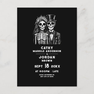 Carte Postale Halloween gothique couple mariage tout en un invit