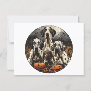 Carte Postale Halloween Great Dane Dogs Jack-o'-lantern