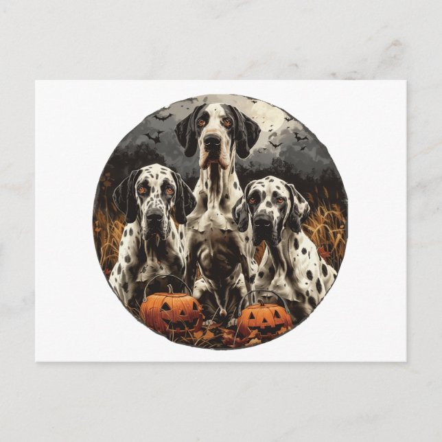 Carte Postale Halloween Great Dane Dogs Jack-o'-lantern (Devant)
