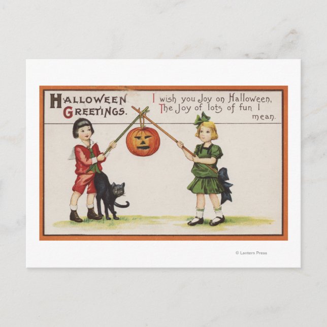 Carte Postale Halloween GreetingPumpkin sur bâton (Devant)