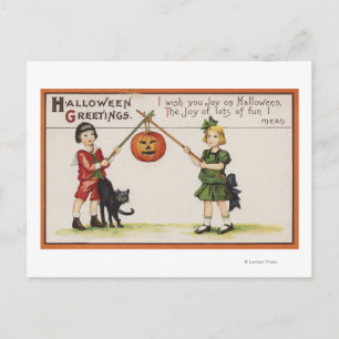 Carte Postale Halloween GreetingPumpkin sur bâton