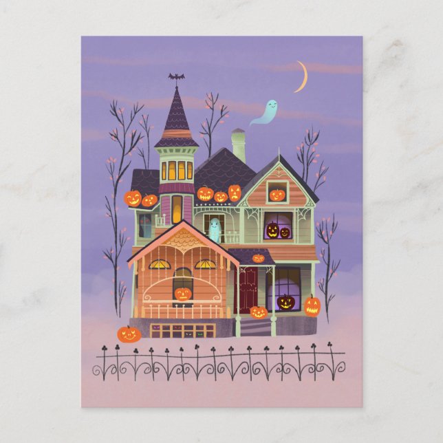 Carte postale Halloween Jack-o'-lantern House (Devant)