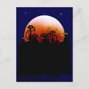 Carte postale Halloween Kitties et Halloween Moon