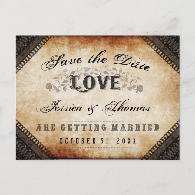 Carte postale Halloween Marron Gothique LOVE Sauve (Devant)
